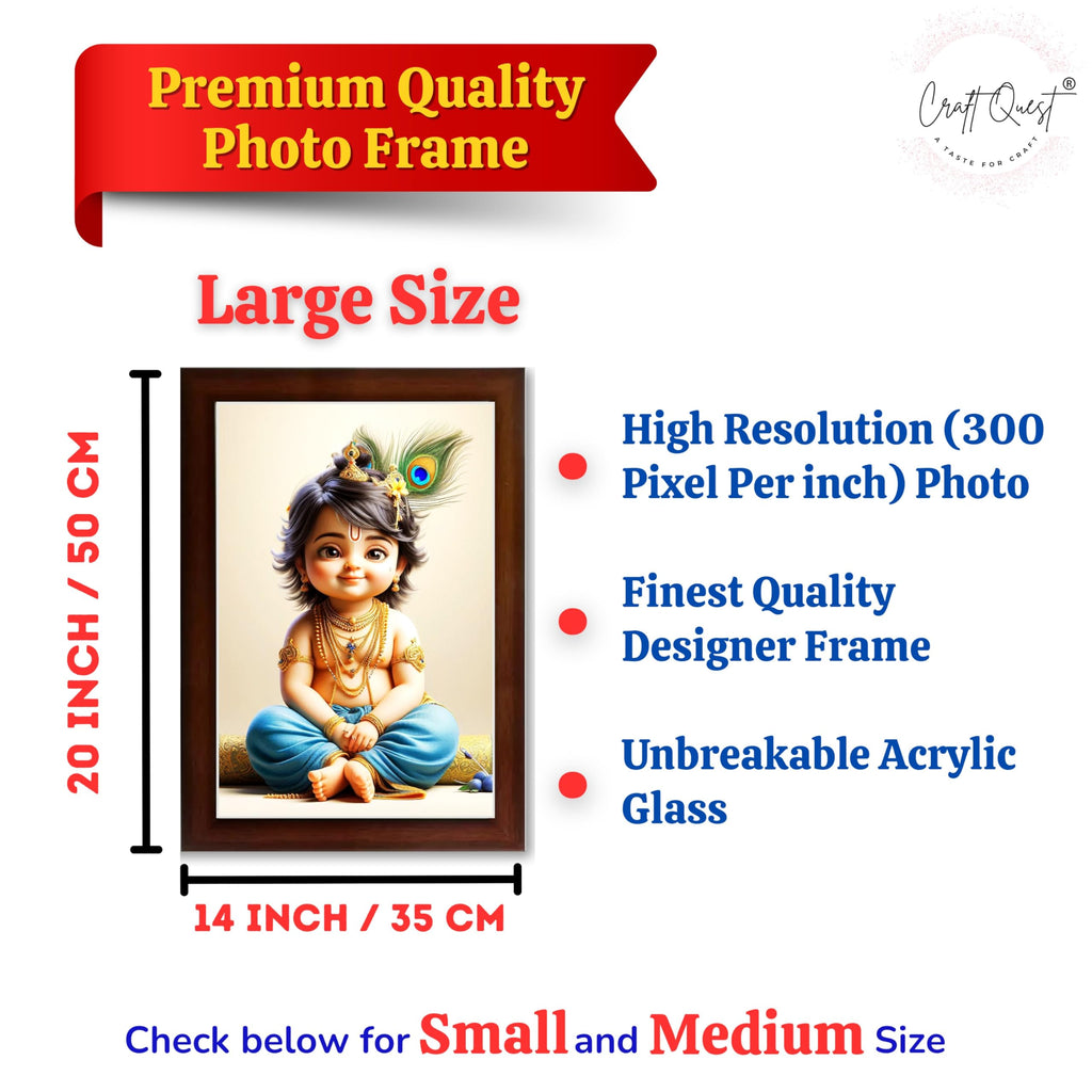 CRAFT QUEST Bal Gopal Painting | Krishna Photo Frames for Walls, Home, Bedroom, Living Room and Home Decor Item
