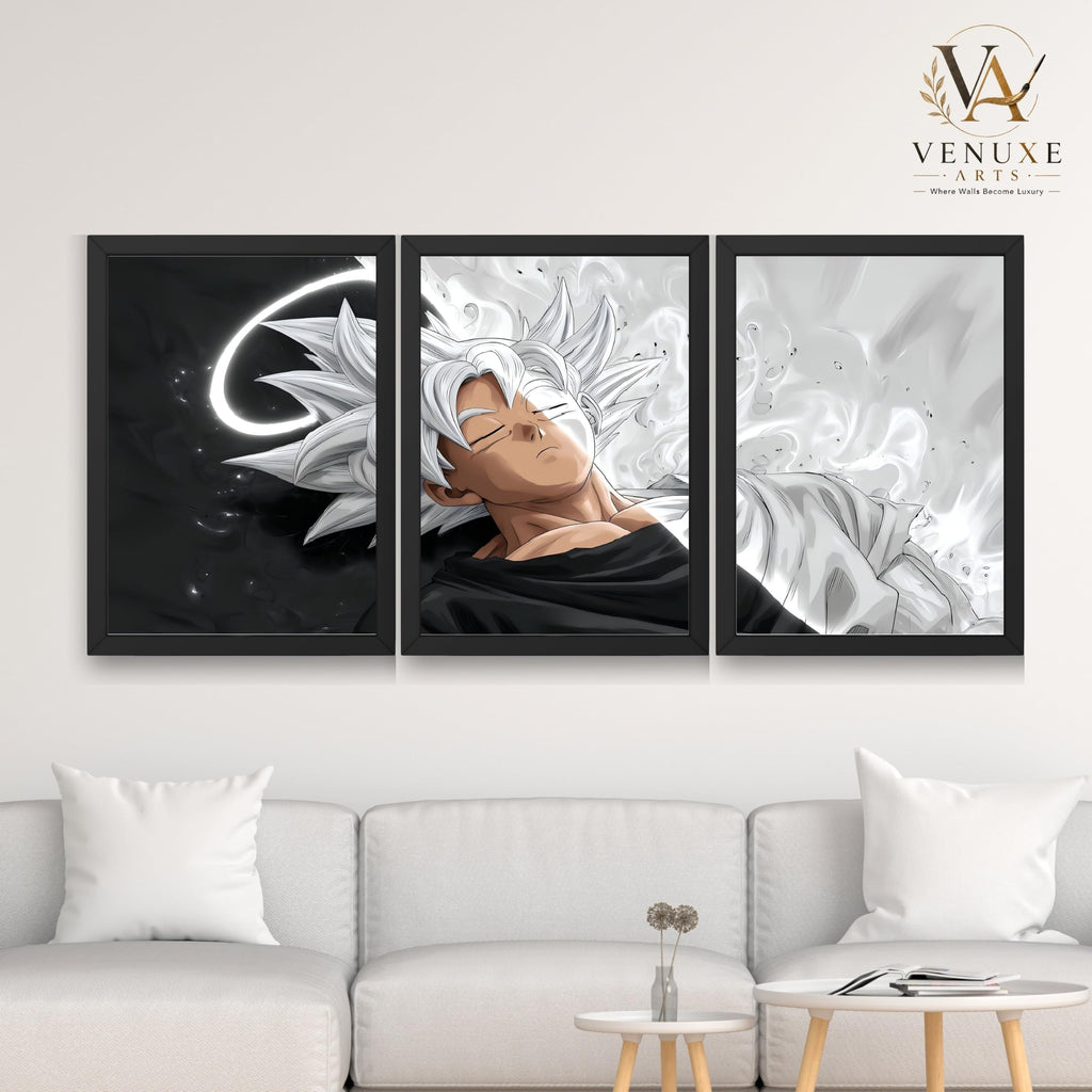 VENUXE ARTS Set Of 3 Anime Characters Wall Framed |Anime Characters Framed Poster for Living Room Bedroom Gaming Room Studio Wall Decor