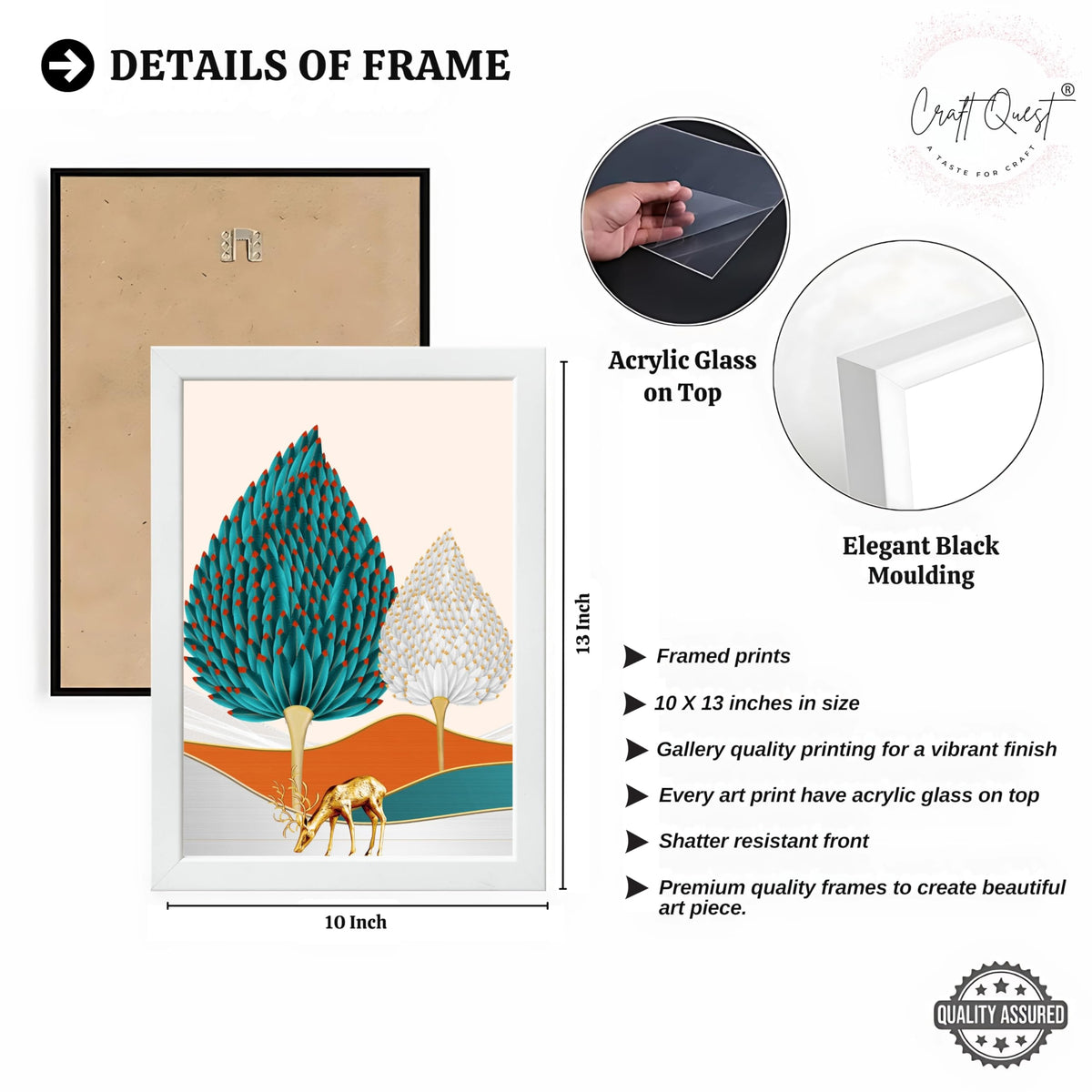 CRAFT QUEST Modern Art Landscapes Sanlian Adornment Abstract Wall Art | Set of 3 Frames for Home Decoration | Ideal for Living Room, Bedroom & Offices