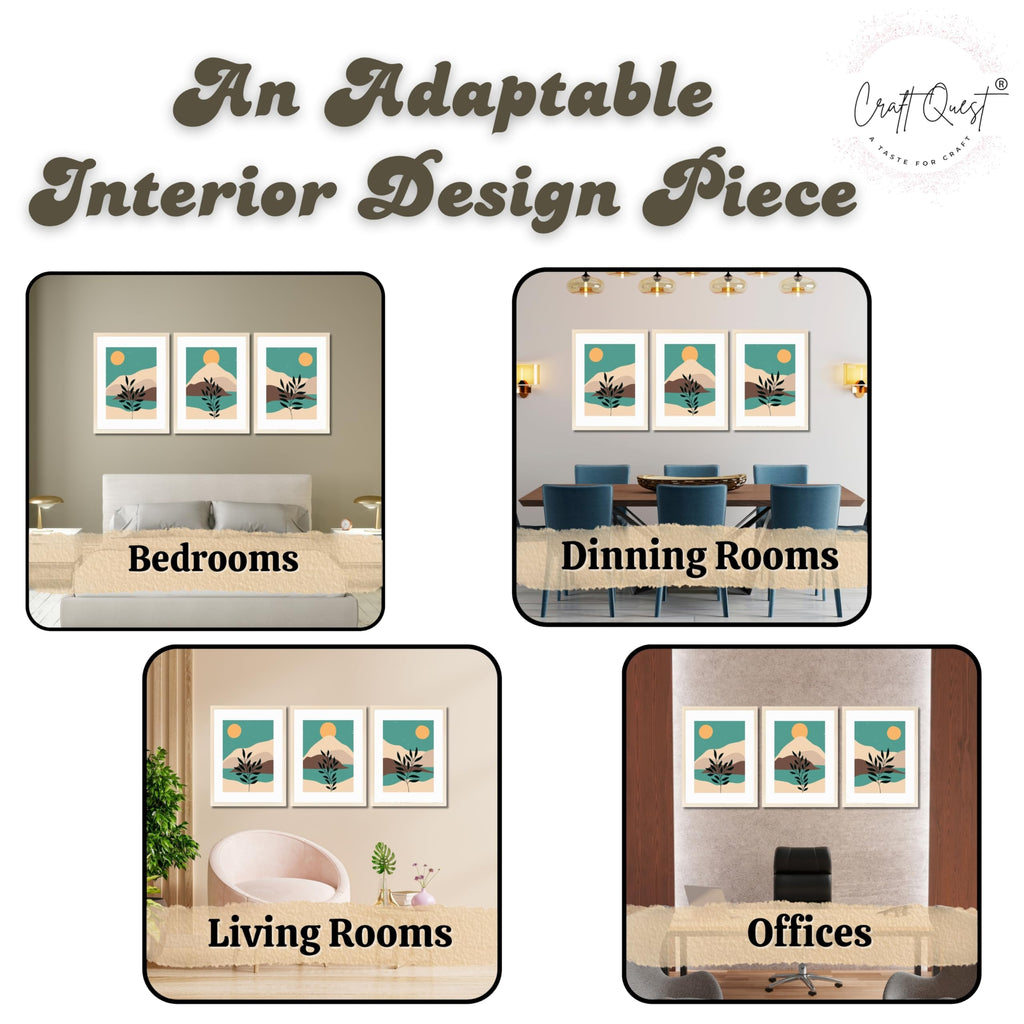 CRAFT QUEST Wall Art Decor Paintings | Set of 3 Wall Art Frames for Home Decoration | Ideal for Living Room, Bedroom & Office