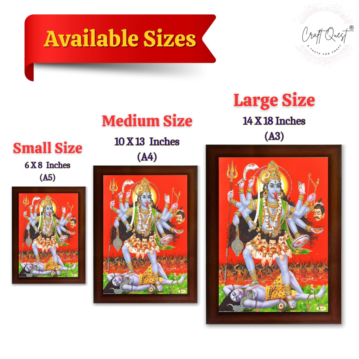 CRAFT QUEST Maha Kali Mata Ji Mahakali Shiv Shiva Wall Painting Framed Home Decor
