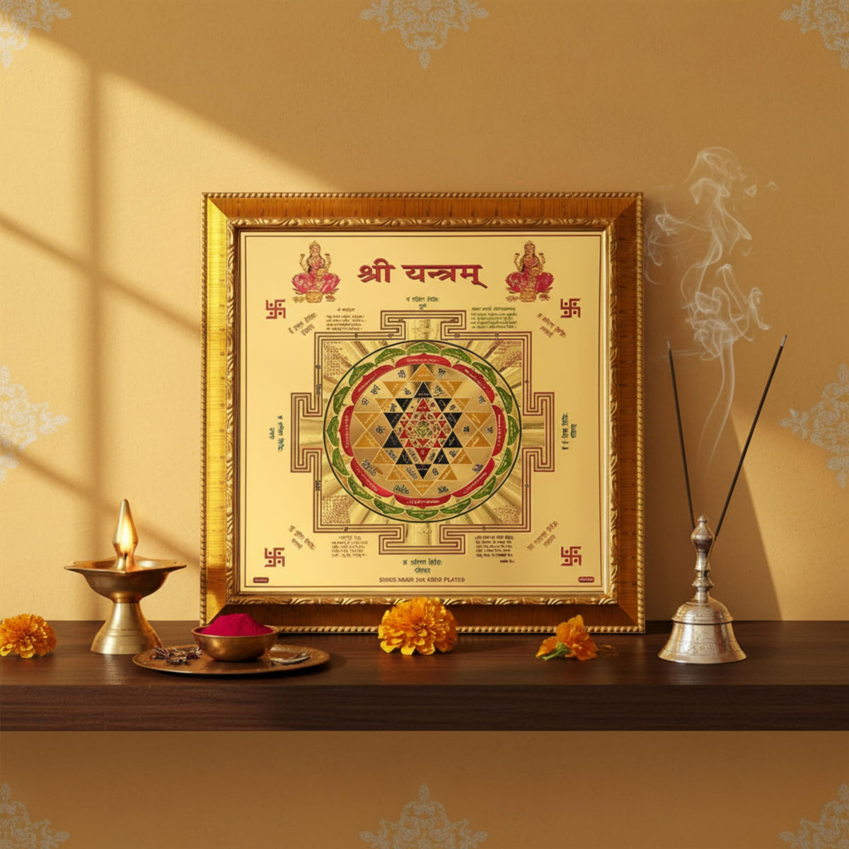 CRAFT QUEST Shree Yantra sri shri Yantra Gold Plated Framed