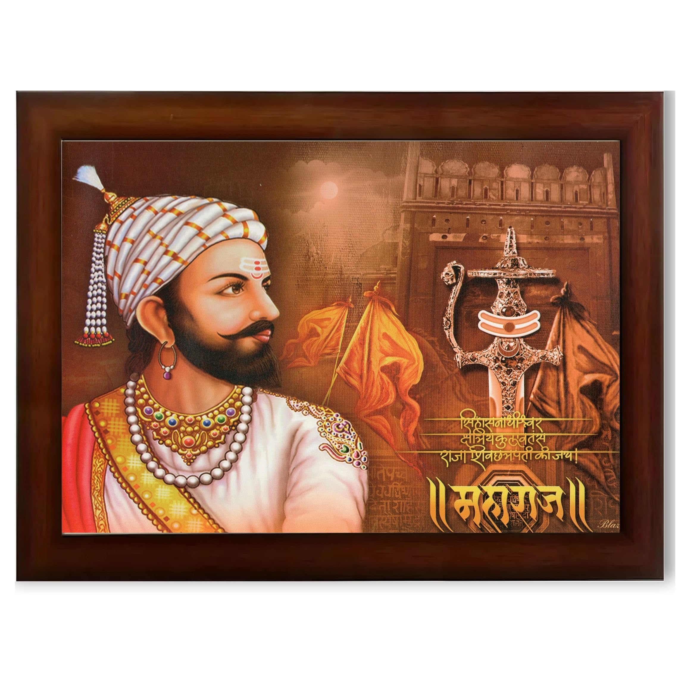 CRAFT QUEST Chhatrapati Shivaji Maharaj photo frame Home Decorative items with synthetic frame