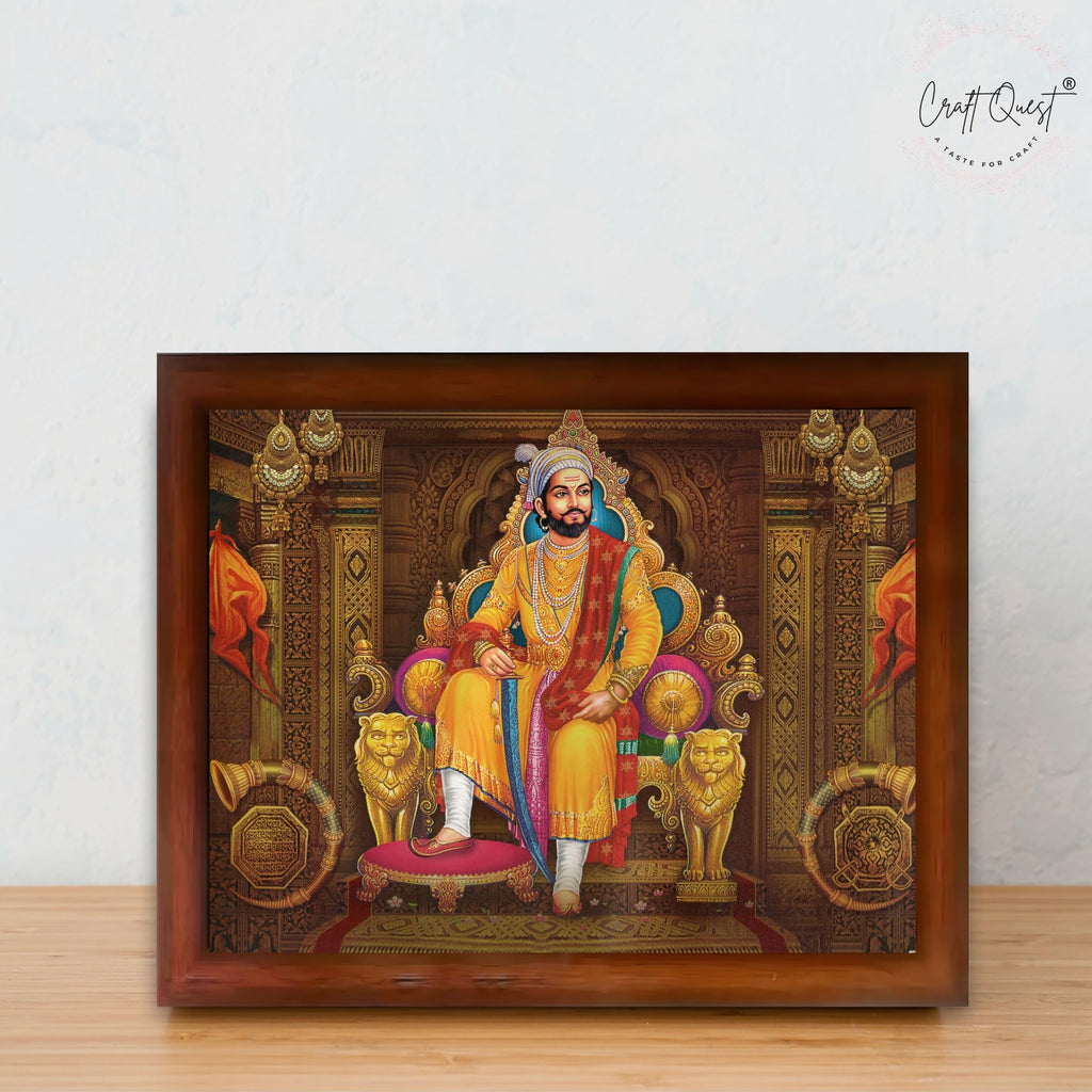 CRAFT QUEST Chhatrapati Shivaji Maharaj Wall Photo Frame | Lightweight | Home Decoration Item | Indian Historic Classic Painting Wall Art Best Gifting Option