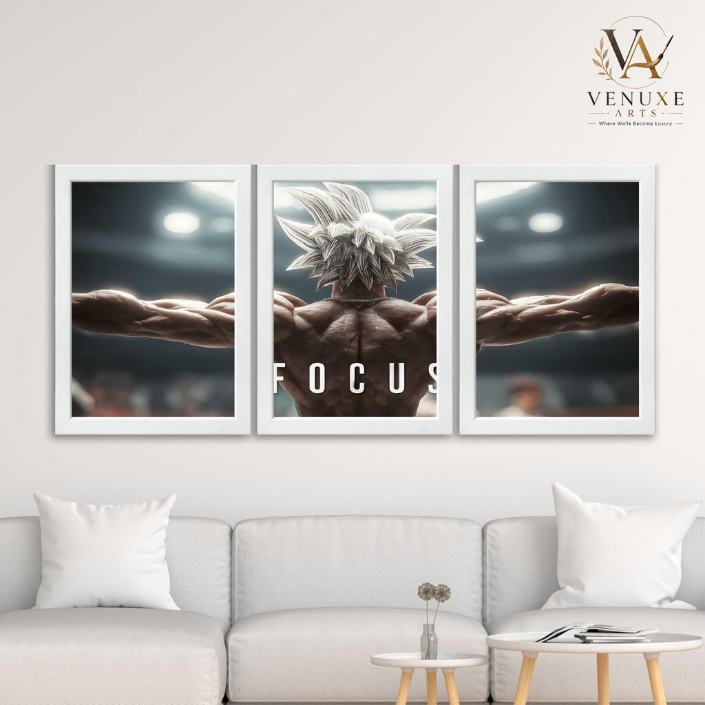 VENUXE ARTS Set Of 3 Anime Characters Wall Framed |Anime Characters Framed Poster for Living Room Bedroom Gaming Room Studio Wall Decor