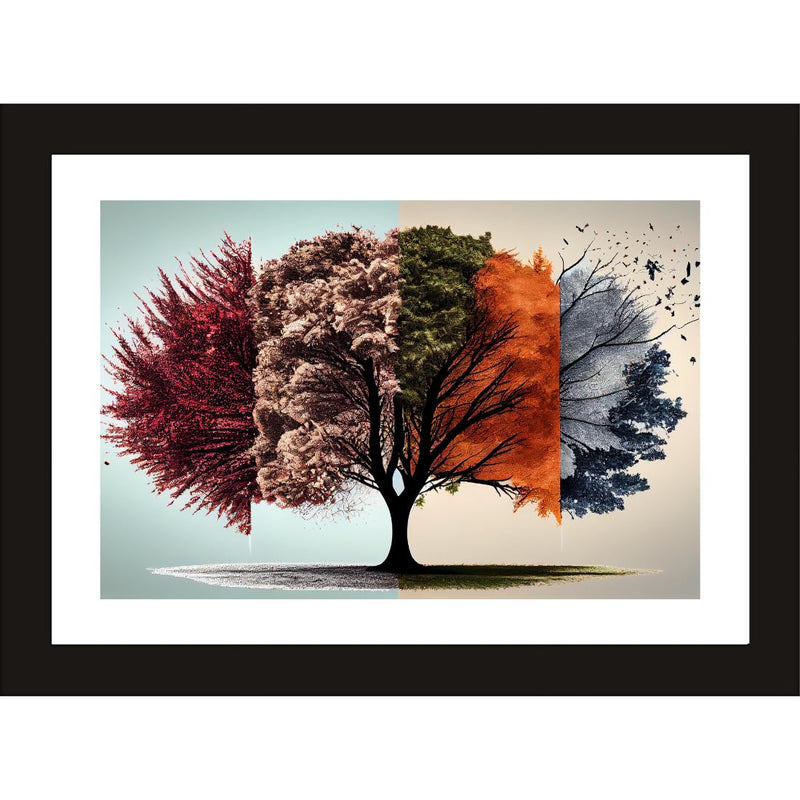 CRAFT QUEST Abstract Modern Autumn Canopy Art Poster Frame for Home & Office Wall Decoration - Portrait, Wall Display (Black, 14x10 Inch Frame with Art Print) (Tropical Reverie)