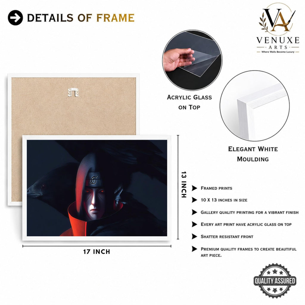 VENUXE ARTS Set Of 3 Anime Characters Wall Framed |Anime Characters Framed Poster for Living Room Bedroom Gaming Room Studio Wall Decor