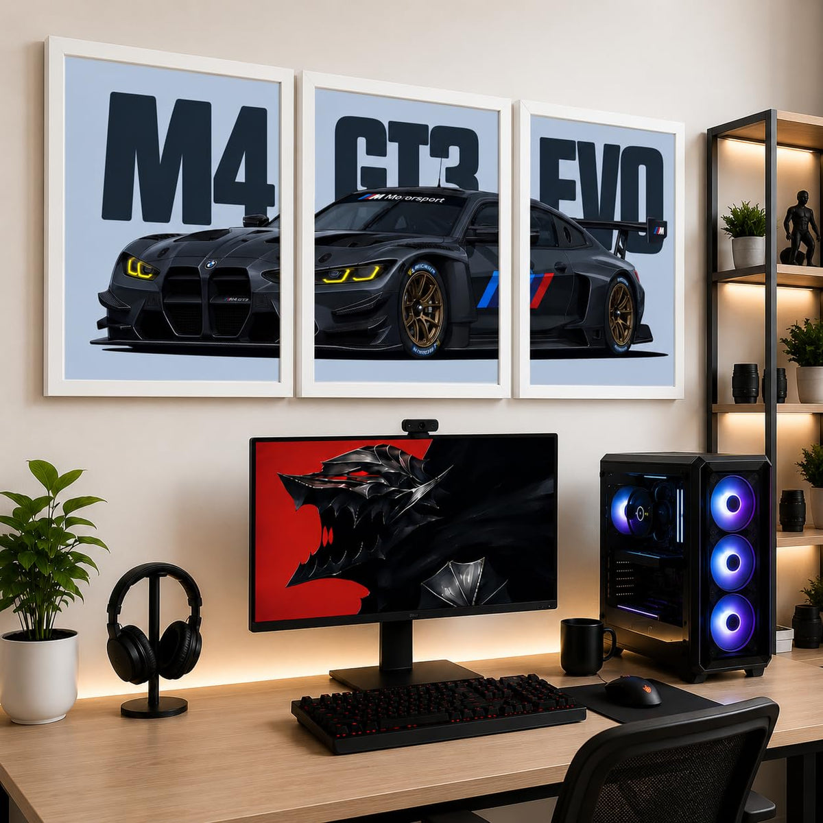 VENUXE ARTS Set Of 3 Big Sports Cars Framed Posters Gift Items for Boys Room Wall Decoration Bedroom Living Room Office Studio Décor | Car Poster Frame for Wall Décor