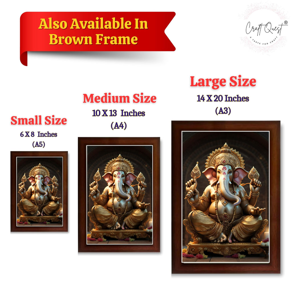 CRAFT QUEST Lord Ganpati Ganapathi Hanging Wall Painting Framed Home Decor GA-258