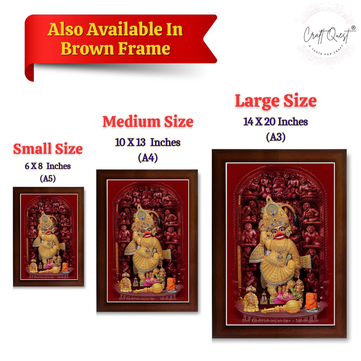 CRAFT QUEST Shree Kashtabhanjan Dev Hanumanji Salangpur Religious Photo Frame Synthetic, Wall hangings