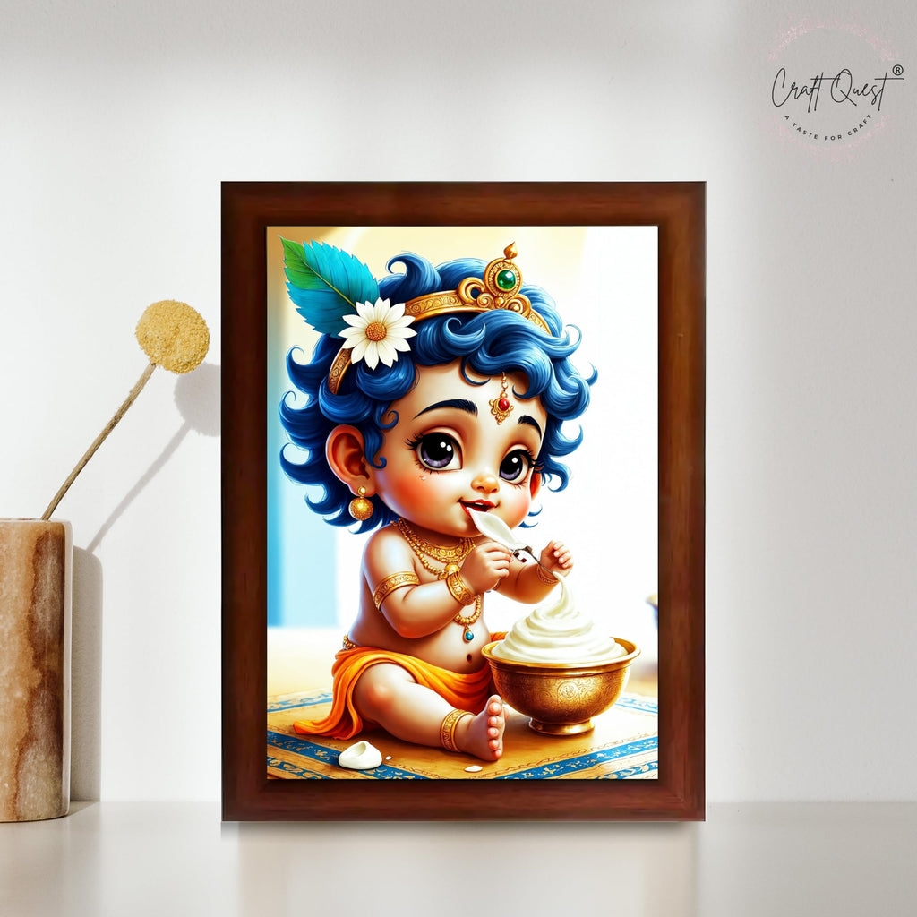 CRAFT QUEST Bal Gopal Painting Kanha Ji Poster | Walls Home Bedroom Living Room Decoration Gift.