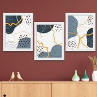CRAFT QUEST Abstract Modern Shapes Wall Art | Set of 3 Frames for Home Decoration | Ideal for Living Room, Bedroom & Offices