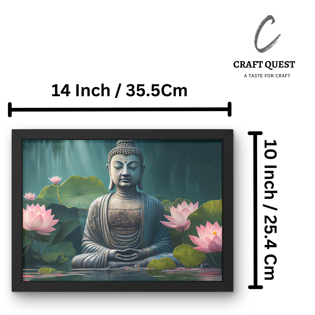 CRAFT QUEST Abstract Wall Art of Meditating Buddha Religious Painting With Frame with Acrylic glass for Home and Office Décor