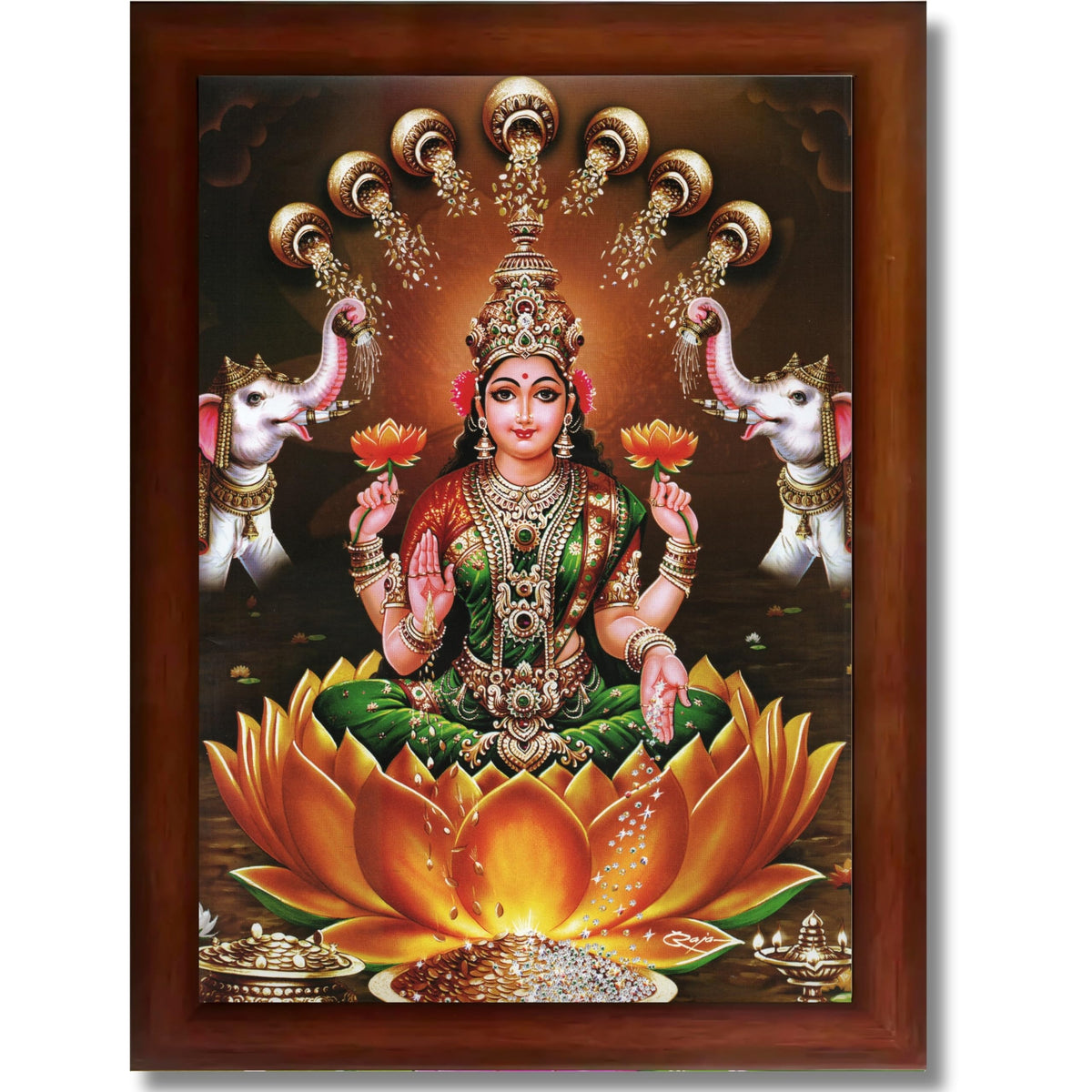 CRAFT QUEST Goddess Lakshmi Mata Wall Painting Photo Framed | Acrylic Glass, Lightweight & Waterproof | Ideal for Home, Office, Temple & Puja Room, Wall Decor