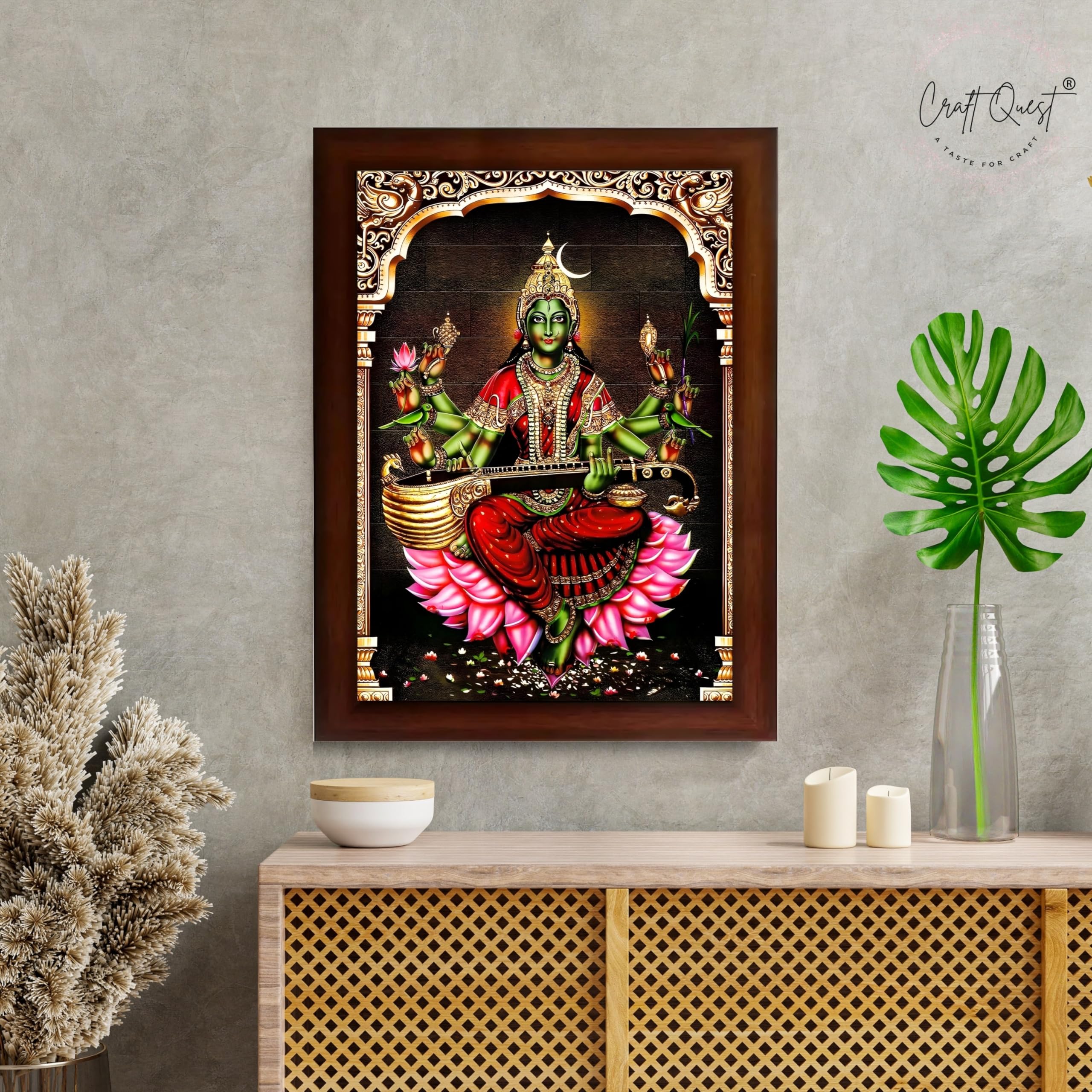 CRAFT QUEST Syamala Devi Shyamala Matangi Wall Painting Framed | South God Picture Frame for Home, Office, Temple & Gifting, Decor