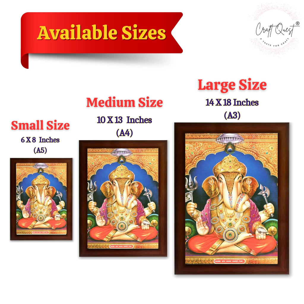 CRAFT QUEST Lord Ganesh ji Modern Wall Painting With Frame For Home pooja, and Office Decor,