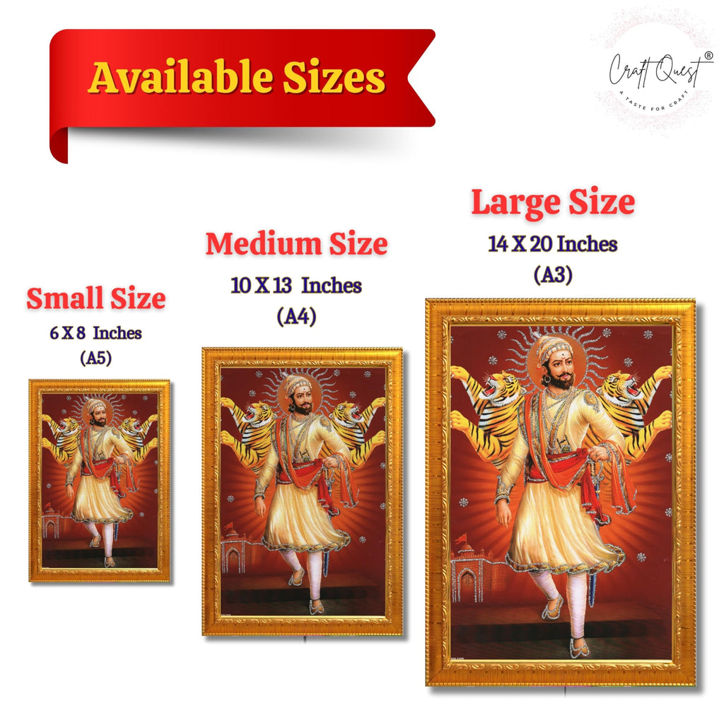 CRAFT QUEST Shivaji Chhatrapati Maharaj Photo Frame | For Living, Pooja Room | Wall Decoration Item | Best Gifting Option