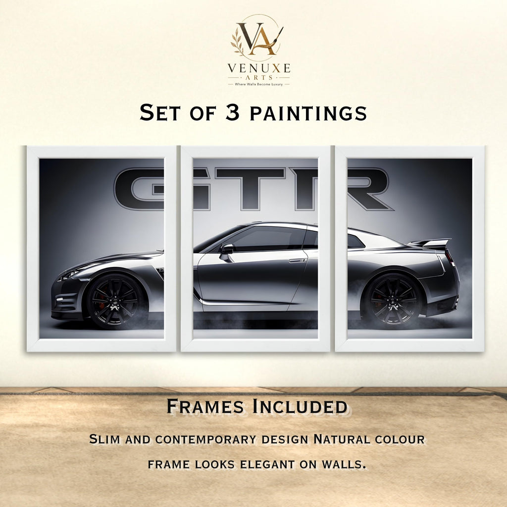 VENUXE ARTS Set Of 3 Big Sports Cars Framed Posters Gift Items for Boys Room Wall Decoration Bedroom, Living Room, Office, Studio Décor | Car Poster Frame for Wall Décor