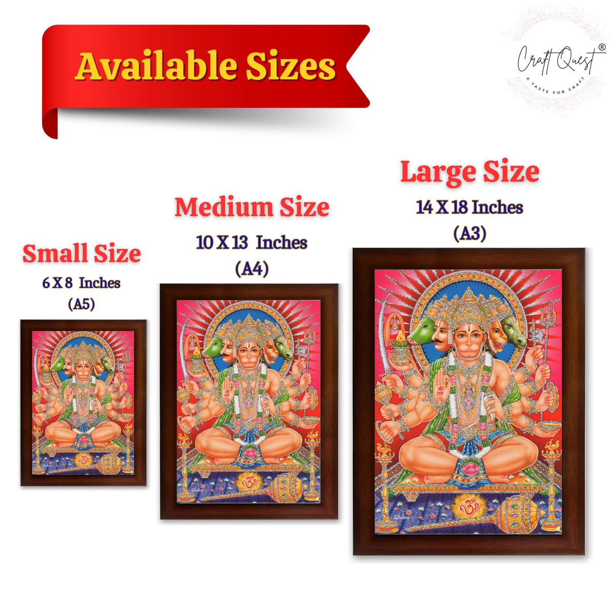 CRAFT QUEST Panchmukhi Hanuman JI | Bajrangbali Religious Photo frame home Decorative item