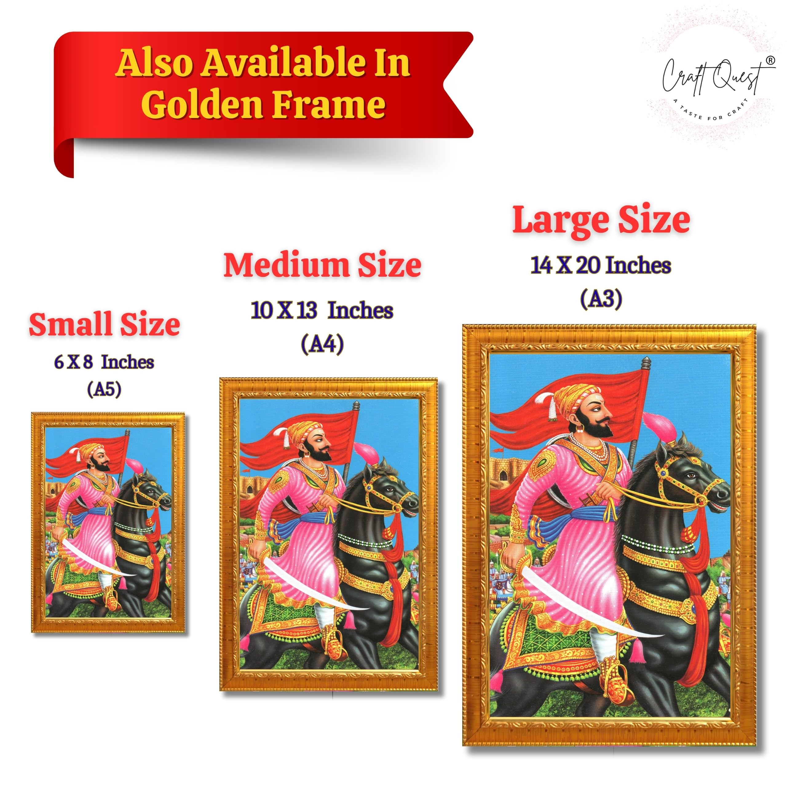 CRAFT QUEST Chattrapati Shivaji Maharaj Wall Painting With Acrylic Sheet | For Living, Pooja Room | Home Decoration Item | Best Gifting Option