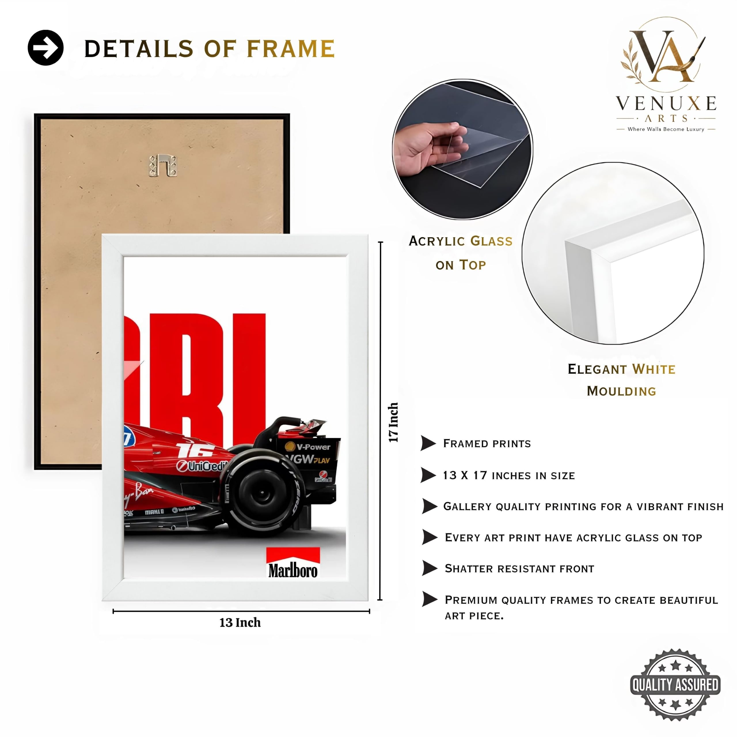 VENUXE ARTS Set Of 3 Big Sports Cars Framed Posters Gift Items for Boys Room Wall Decoration Bedroom Living Room Office Studio Décor | Car Poster Frame for Wall Décor