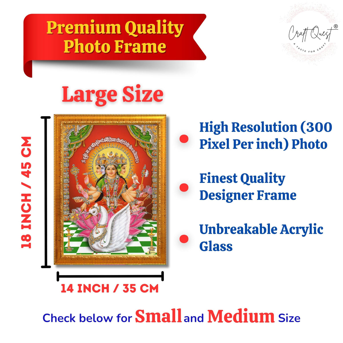 CRAFT QUEST Gayatri Mata Gaytri Gayatridevi Wall Painting Framed Home Decor