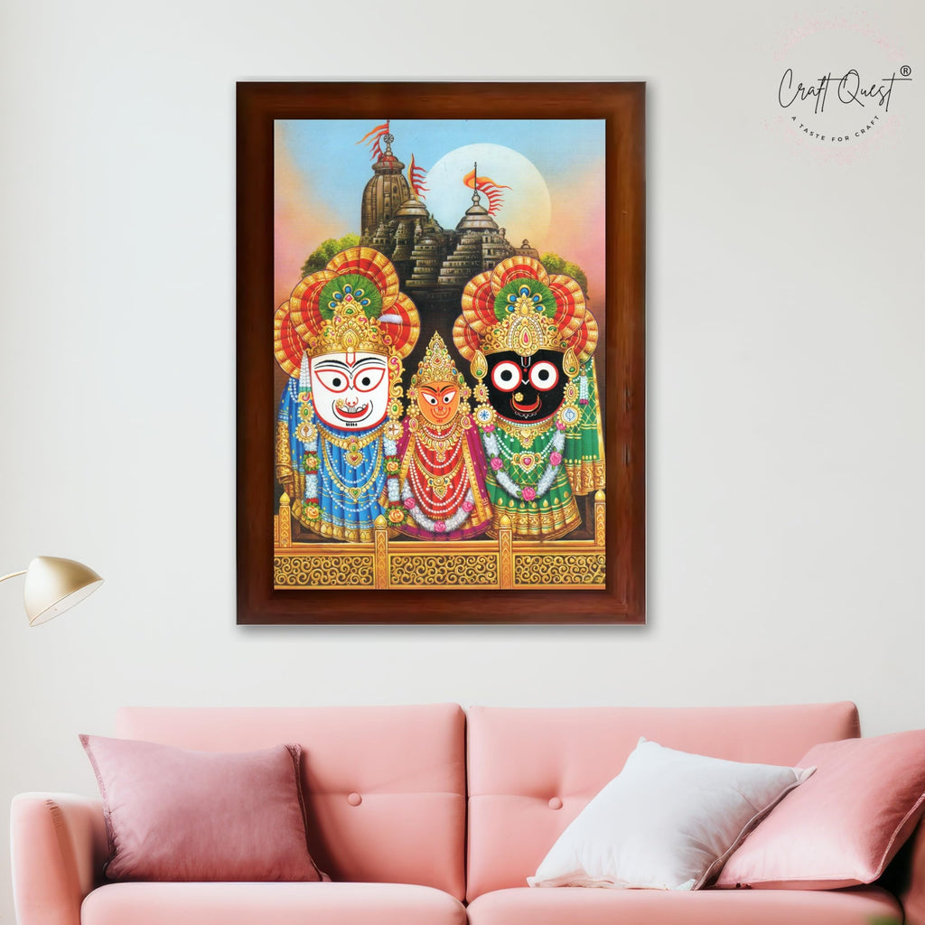 CRAFT QUEST Jagannath Wall Hanging Photo Frame for Pooja Room, Hindu Spiritual Frame for Home, God Temple Decor Gift Item