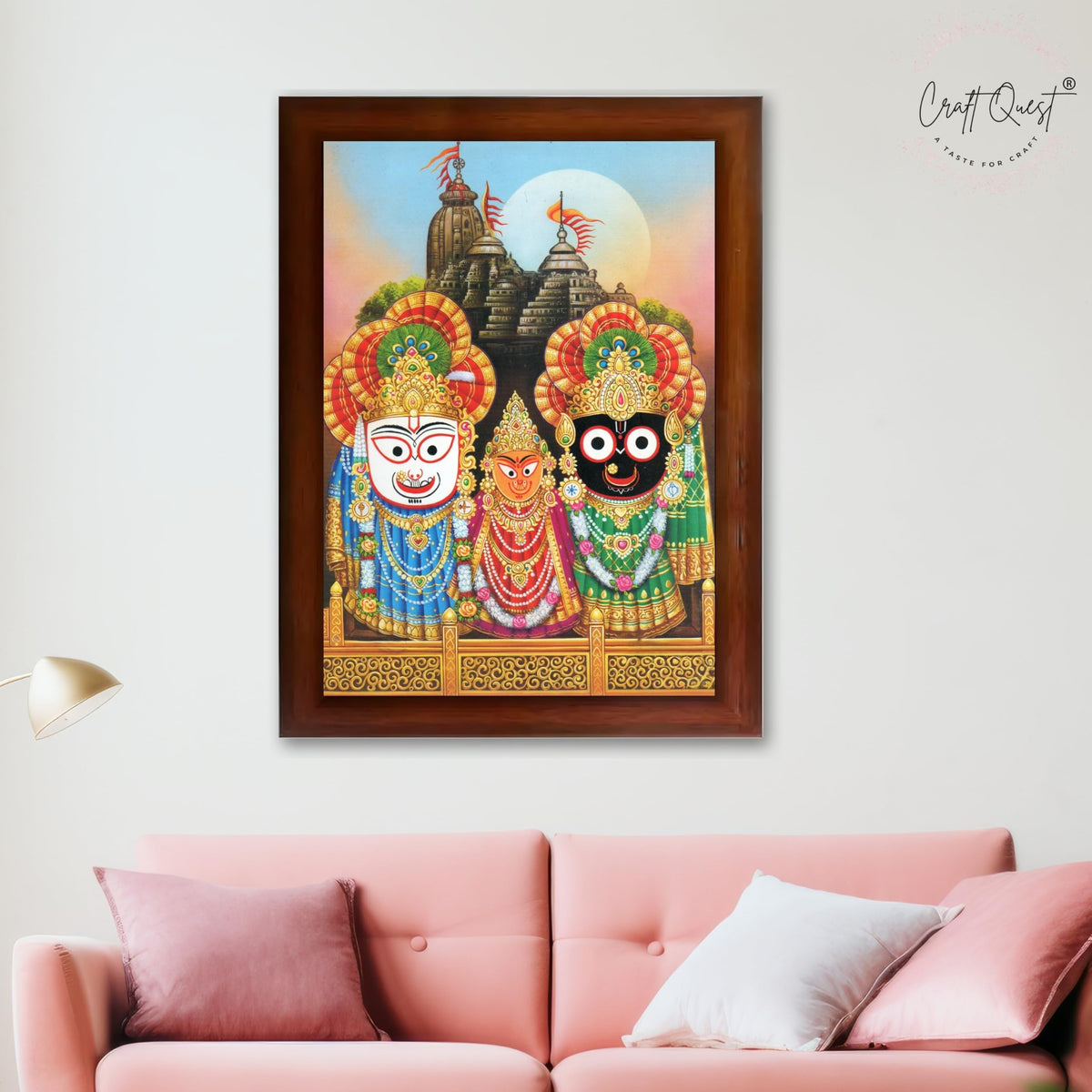 CRAFT QUEST Jagannath Wall Hanging Photo Frame for Pooja Room, Hindu Spiritual Frame for Home, God Temple Decor Gift Item