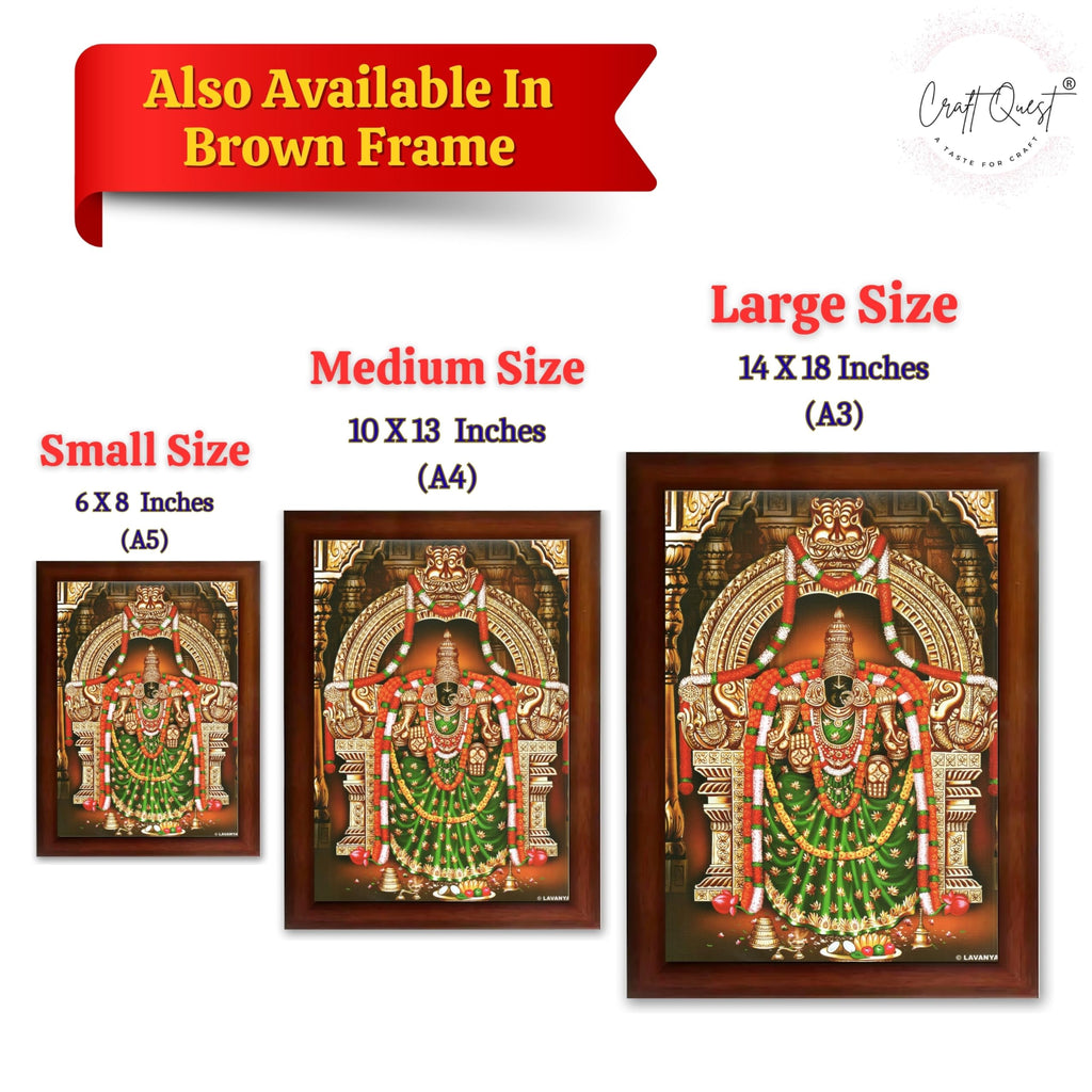 CRAFT QUEST Padmavati Devi Padmavathi Thayar Amman Wall Painting Photo Framed | South God Picture Frame for Home, Office, Temple & Gifting, Decor