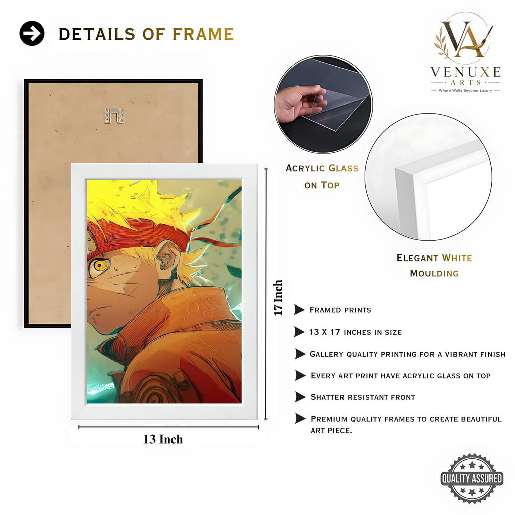 VENUXE ARTS Set Of 3 Anime Characters Wall Framed |Anime Characters Framed Poster for Living Room Bedroom Gaming Room Studio Wall Decor