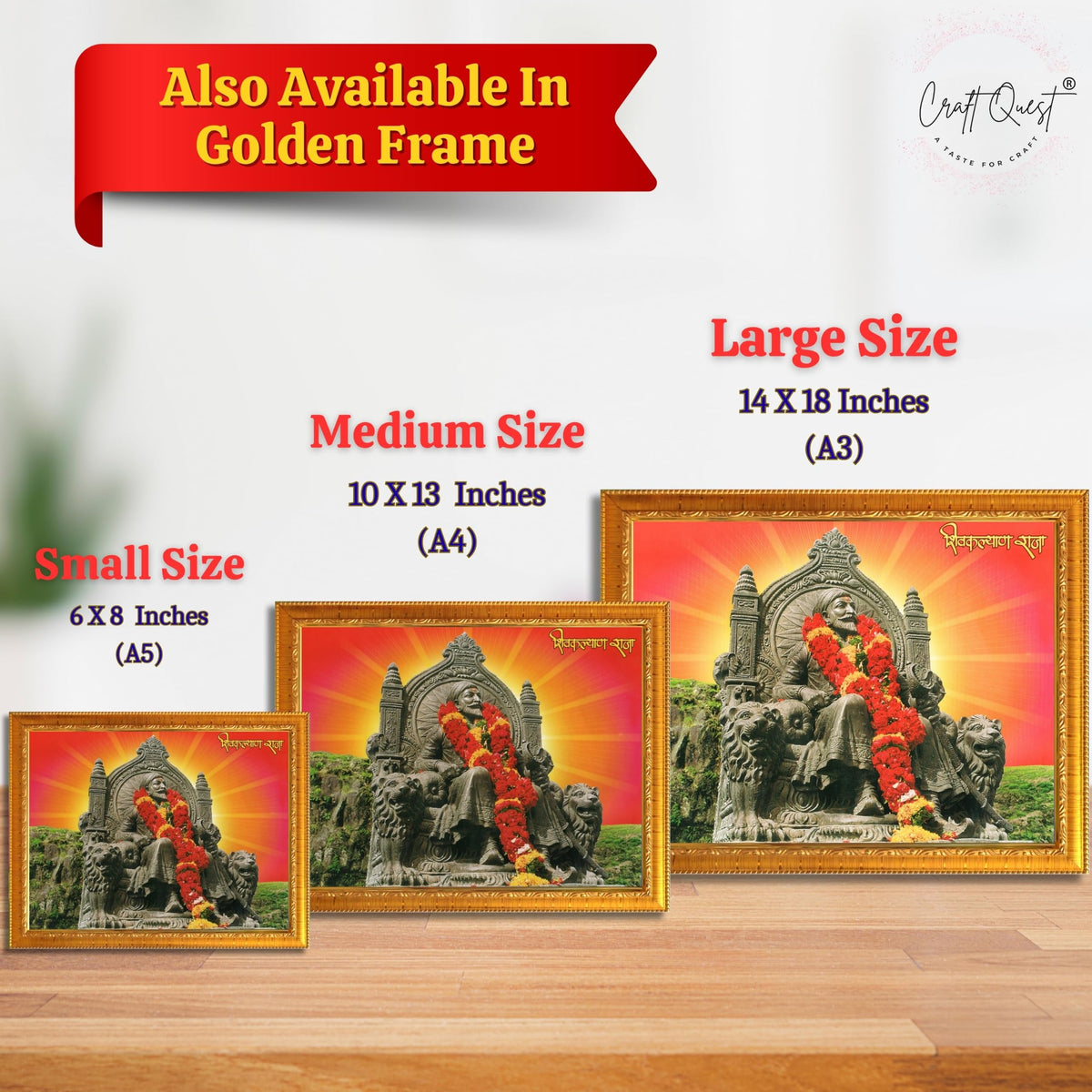 CRAFT QUEST Chhatrapati Shivaji Maharaj Wall Photo Frame | Home Decoration Item | Indian Historic Classic Painting Wall Art Best Gifting Option