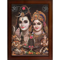 CRAFT QUEST Shiv Parivar (Shiv Shankar, Maa Parvati, Ganesh and Kartikey) Religious Wood Photo Frame Sparkle Coated for Pooja (Multicolour, 14 X 10 inch)