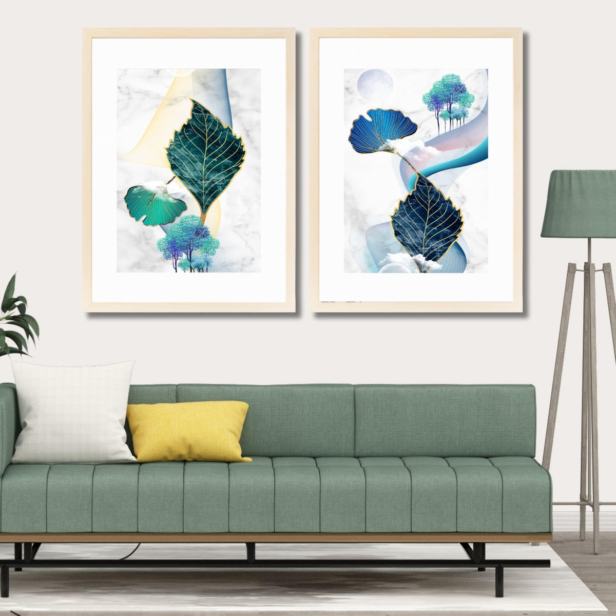 CRAFT QUEST Wall Art Decor Paintings | Set of 2 Wall Art Frames for Home Decoration | Ideal for Living Room, Bedroom & Office (Style 116)