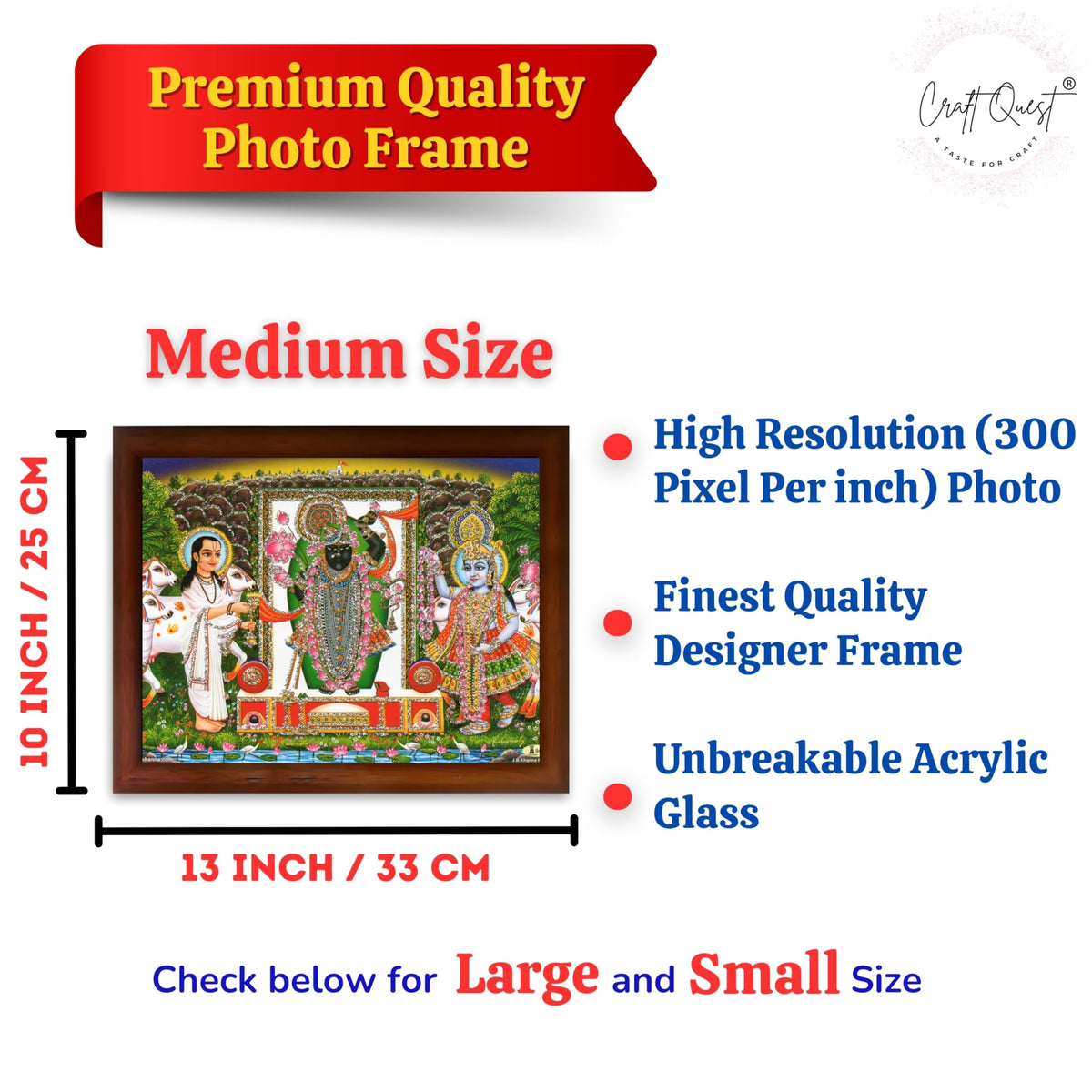 CRAFT QUEST Lakshmi Devi Dhana Vaivabh Laxmi Maa Wall Painting Frame for Diwali,Temple, Pooja, Living Room Home and Decor items