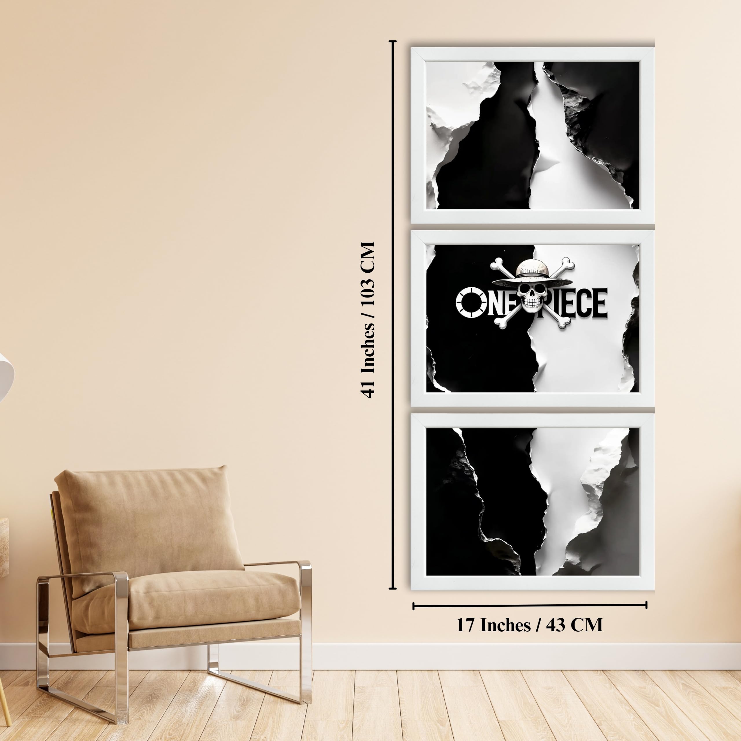 VENUXE ARTS Set Of 3 Anime Characters Wall Framed |Anime Characters Framed Poster for Living Room Bedroom Gaming Room Studio Wall Decor
