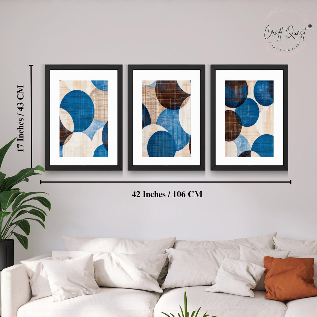 CRAFT QUEST Wall Art Decor Paintings | Set of 3 Abstract Wall Art Frames for Home Decoration | Ideal for Living Room, Bedroom & Office