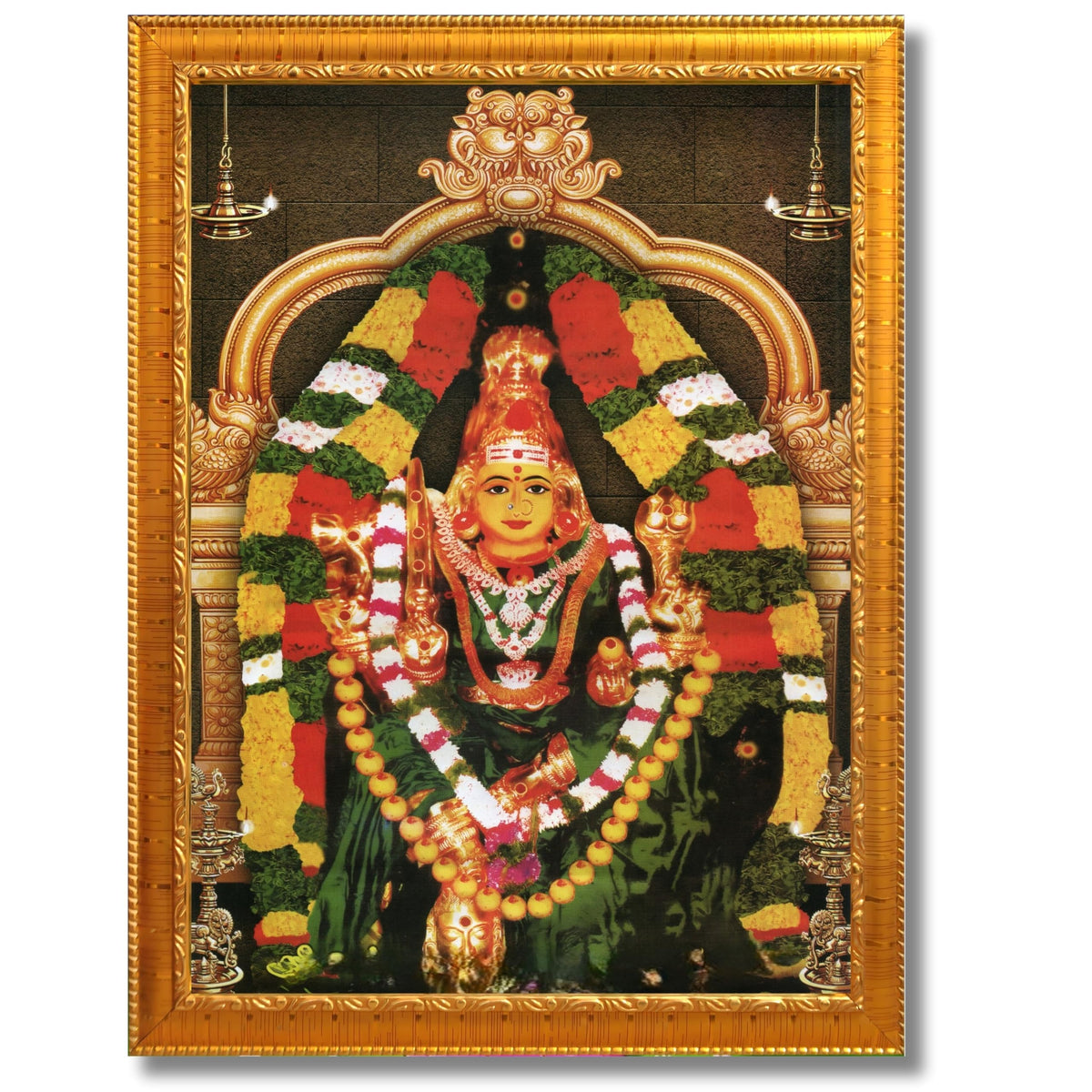 CRAFT QUEST Vijayawada Kanaka Durga Devi Durgamma Wall Photo Framed | South God Frame for Home, Office, Temple & Gifting
