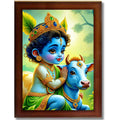 CRAFT QUEST Baby Krishna Photo Frame | Shri Bal Gopal Painting for Pregnant Women | Kanha Ji Poster | Laddu Lord Makhan Chor | Walls Home Bedroom Living Room Decoration Gift.