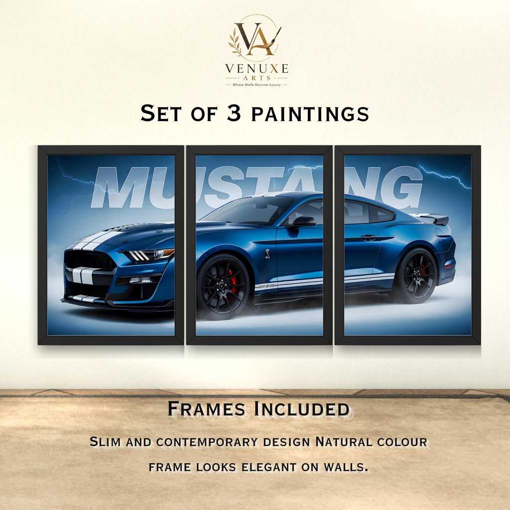 VENUXE ARTS Set Of 3 Big Sports Cars Framed Posters Gift Items for Boys Room Wall Decoration Bedroom, Living Room, Office, Studio Décor | Car Poster Frame for Wall Décor