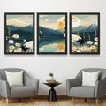 CRAFT QUEST Modern Of Lake & Mountains Wall Art | Set of 3 Frames for Home Decoration | Ideal for Living Room, Bedroom & Offices