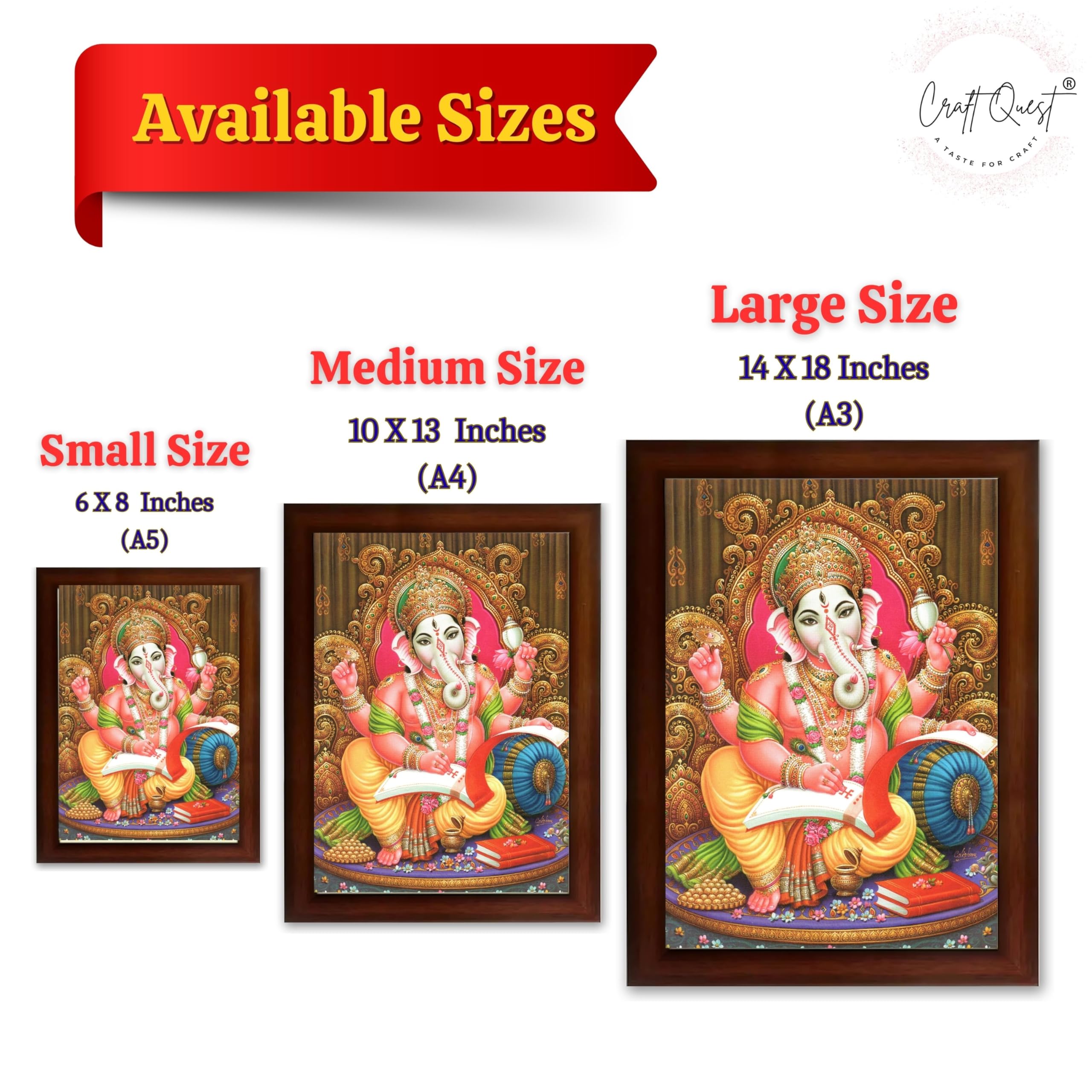 CRAFT QUEST Lord Ganesh Ganpati ji Modern Wall Painting With Frame For Home and Office Decor