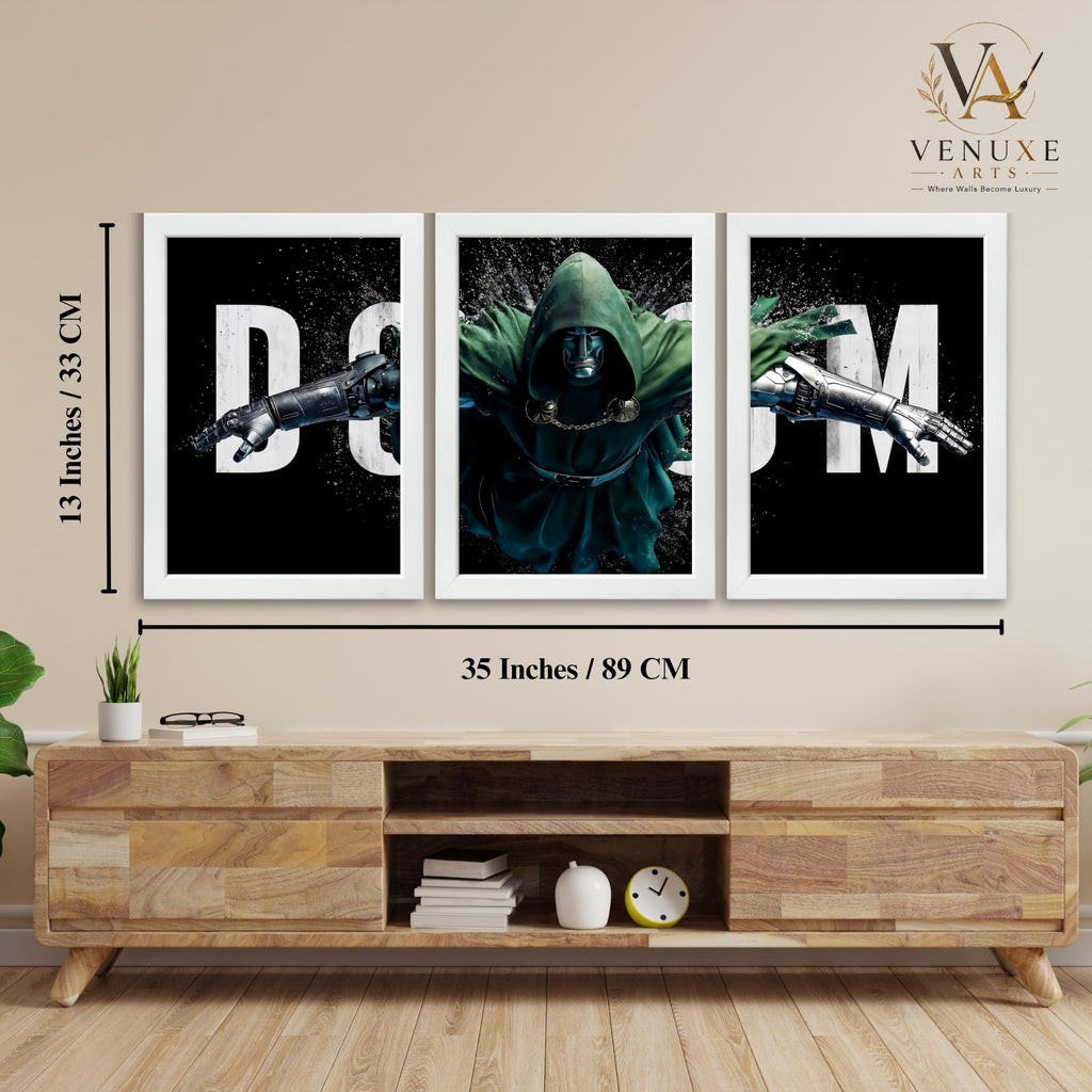 VENUXE ARTS Set Of 3 Anime Characters Wall Framed |Anime Characters Framed Poster for Living Room Bedroom Gaming Room Studio Wall Decor