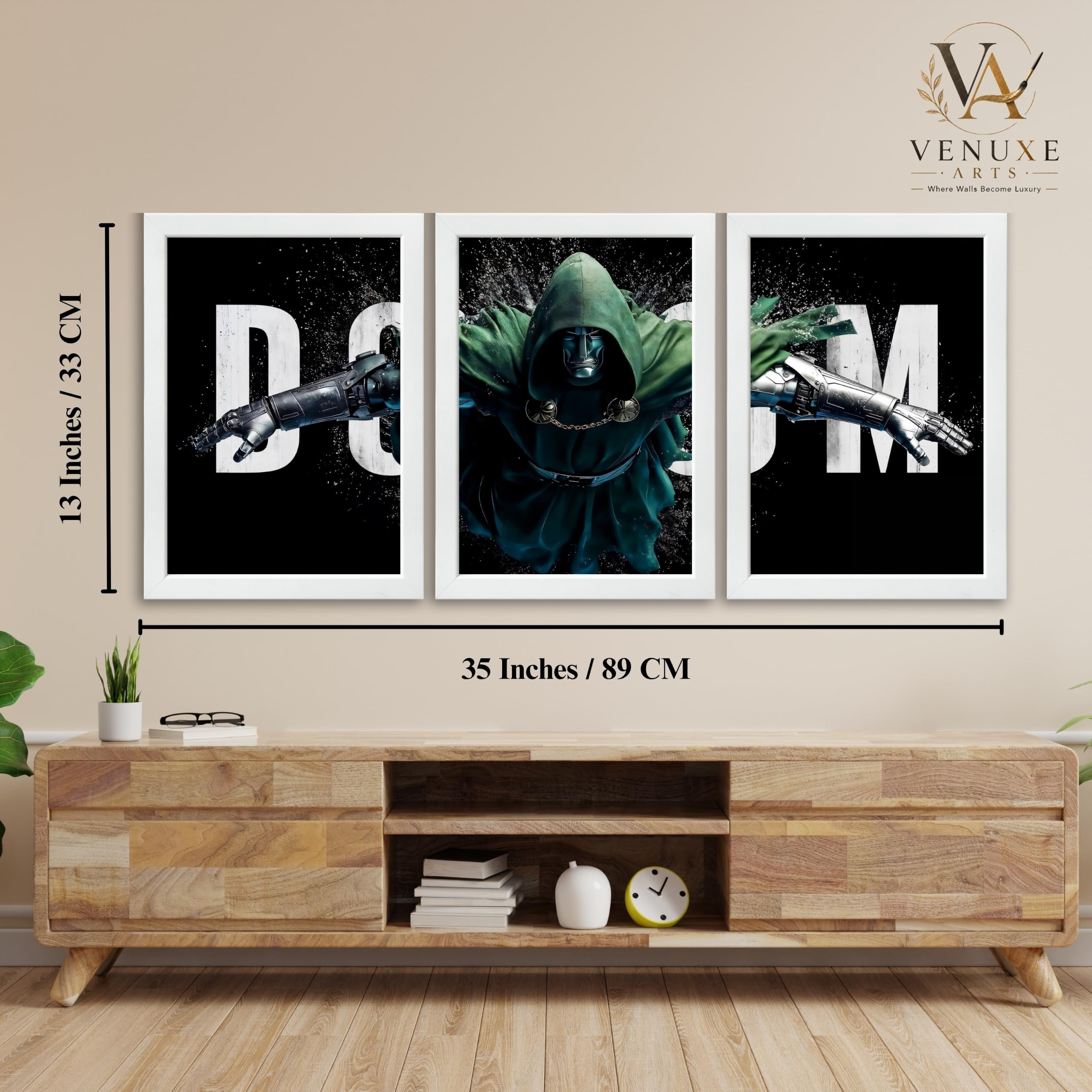 VENUXE ARTS Set Of 3 Anime Characters Wall Framed |Anime Characters Framed Poster for Living Room Bedroom Gaming Room Studio Wall Decor