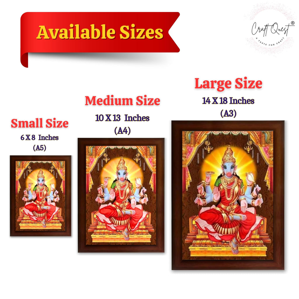 CRAFT QUEST God Varahi Amman Photo Varahi Wall Painting Photo Frame With Acrylic Glass| South Devi God Frame for Home, Office, Temple & Gifting