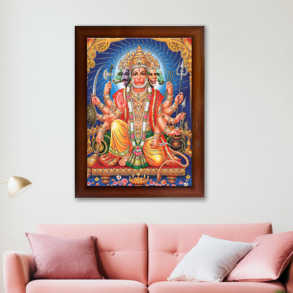 CRAFT QUEST Panchmukhi Hanuman JI | Bajrangbali Religious Photo frame