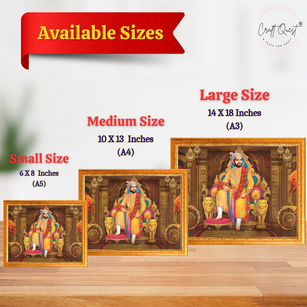 CRAFT QUEST Chhatrapati Shivaji Maharaj Wall Photo Frame | Lightweight | Home Decoration Item | Indian Historic Classic Painting Wall Art Best Gifting Option