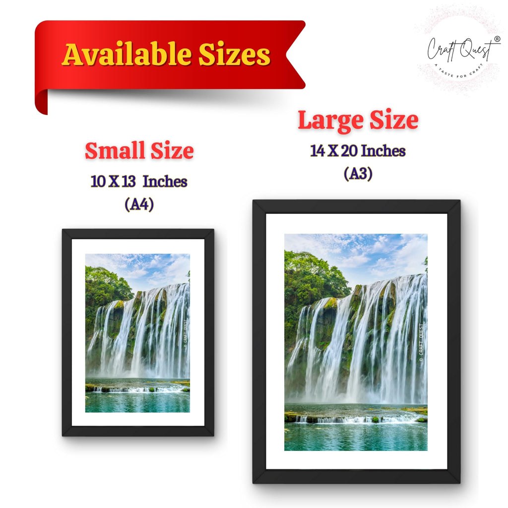 CRAFT QUEST Vastu Waterfall Landscape Scenery Photo Frame With Acrylic Sheet | Living Room, Bedroom | Home Decoration | Best Gifting Option