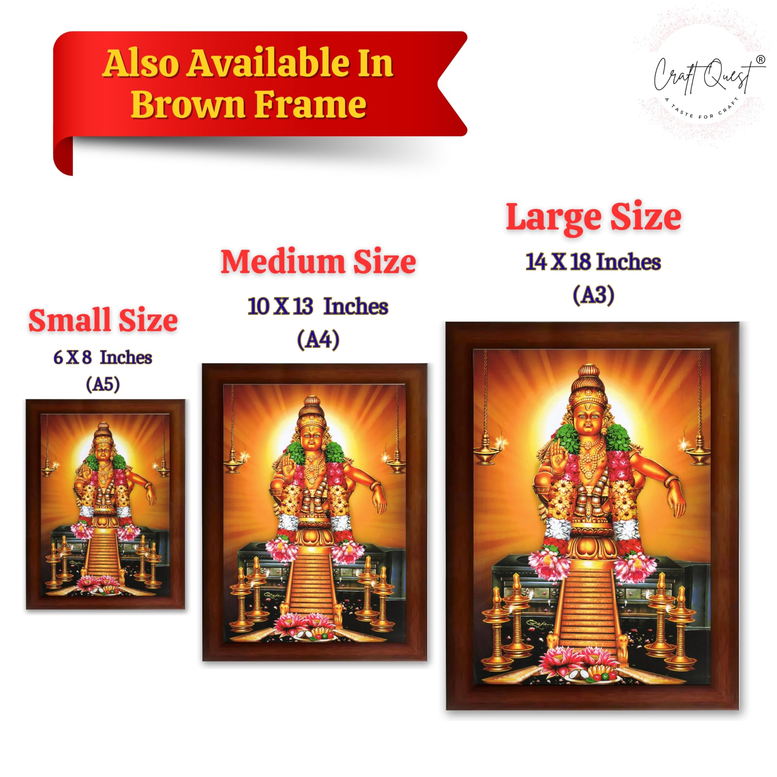 CRAFT QUEST Lord Ayyappa Swamy Ayyappan Iyyappan South photo Frame For Wall Painting,Temple, Pooja, Home Décor Items