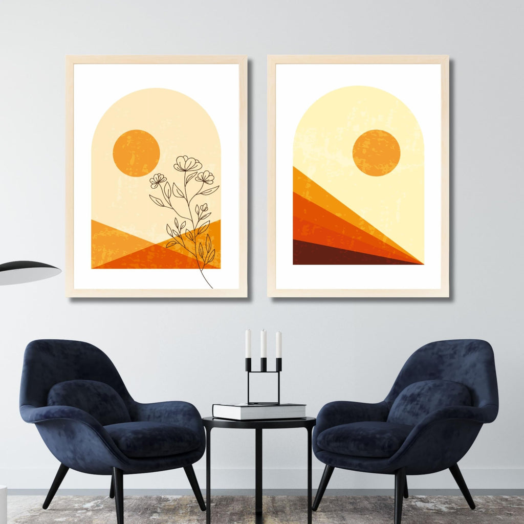 CRAFT QUEST Wall Art Decor Paintings | Set of 2 Floral Wall Art Frames for Home Decoration | Perfect for Living Room, Bedroom & Office