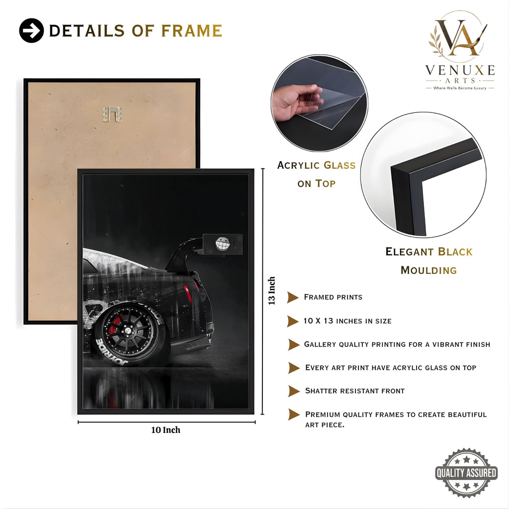 VENUXE ARTS Set Of 3 Big Sports Cars Framed Posters Gift Items for Boys Room Wall Decoration Bedroom Living Room Office Studio Décor | Car Poster Frame for Wall Décor